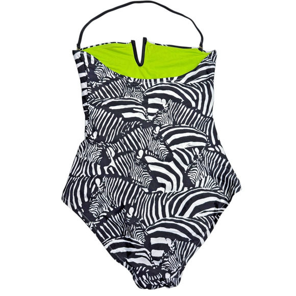 Trina Turk Tanzania Zebra Bandeau One Piece Swimsuit Size 6‎ Black White - Picture 3 of 9